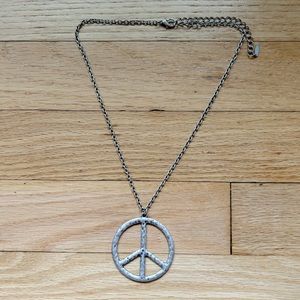Peace Sign Silver Necklace